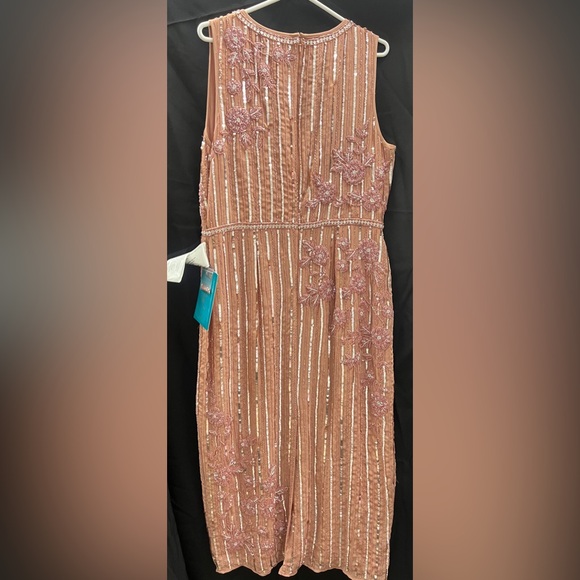 Mac Duggal 70260 STRIPED FLORAL EMBELLISHED SLEEVELESS MIDI DRESS - Picture 5 of 15